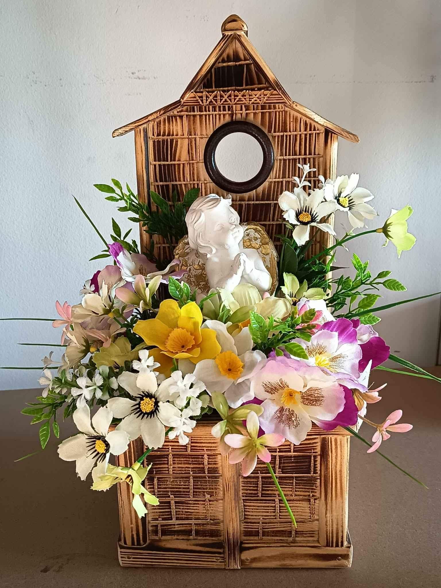 Wiosenna dekoracja z aniołkiem #KNG009