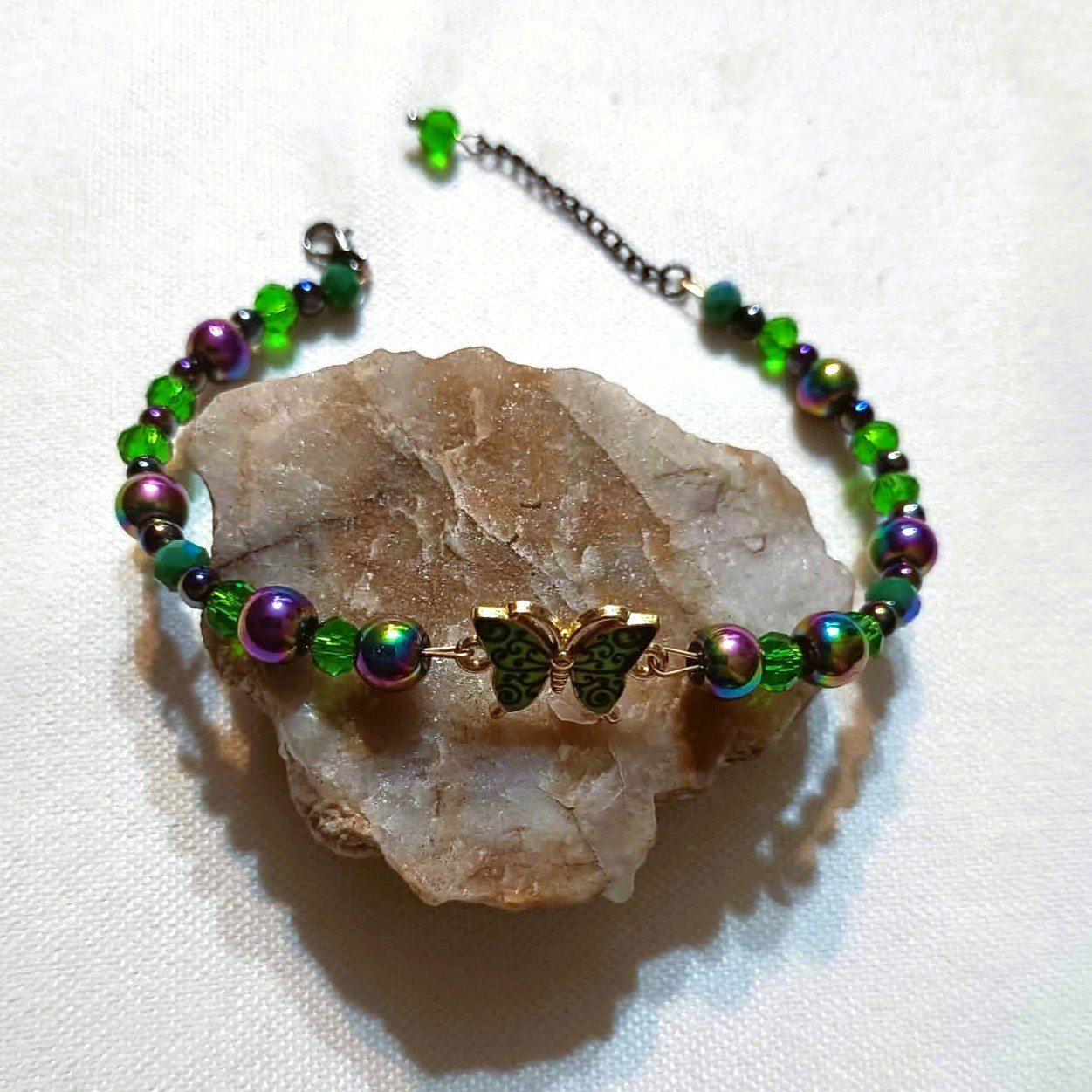 Bransoletka Zielony Motyl / Green Butterfly Bracelet BRH#035 2