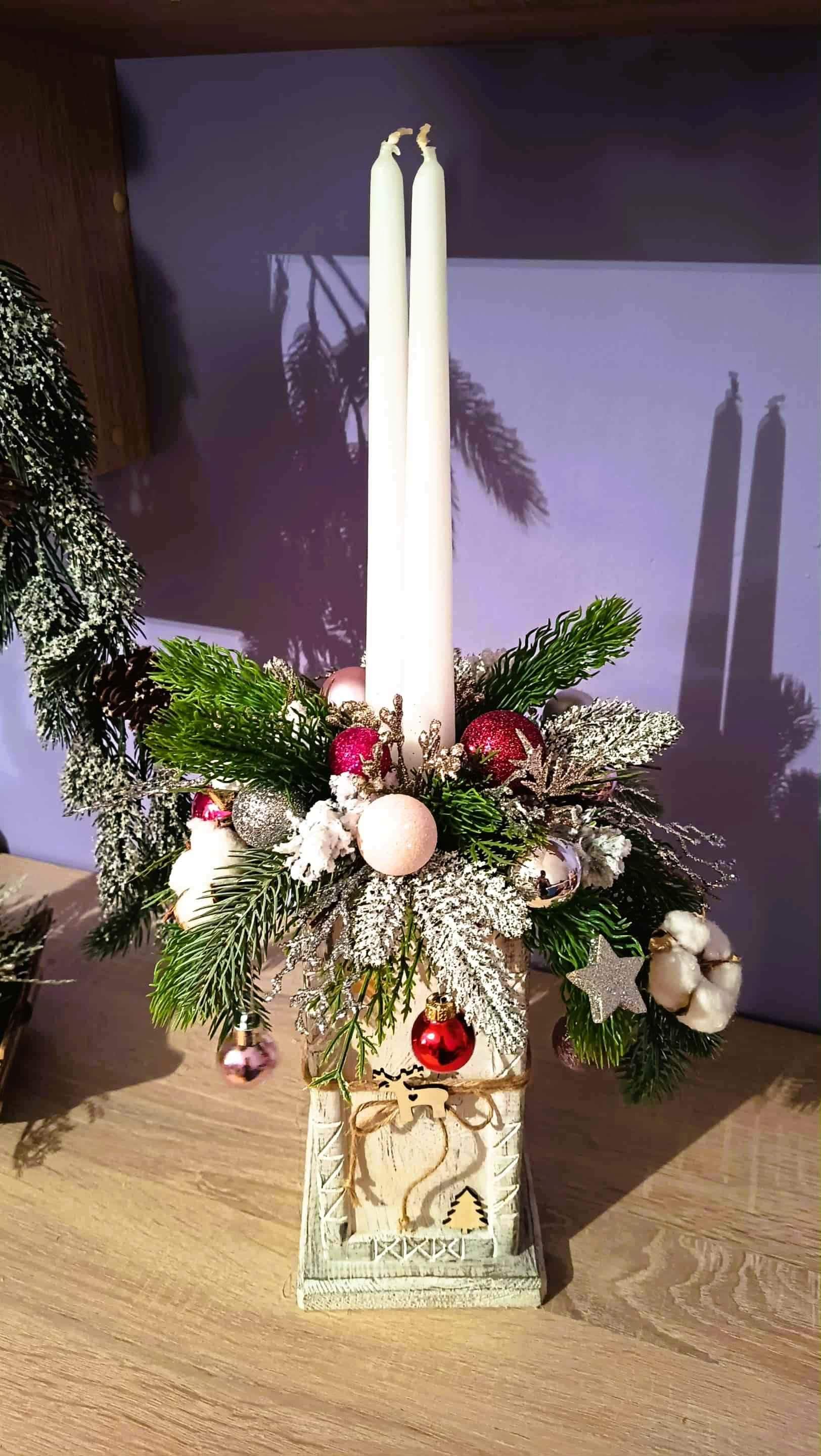 Świąteczny stroik - dwie świece. 3
