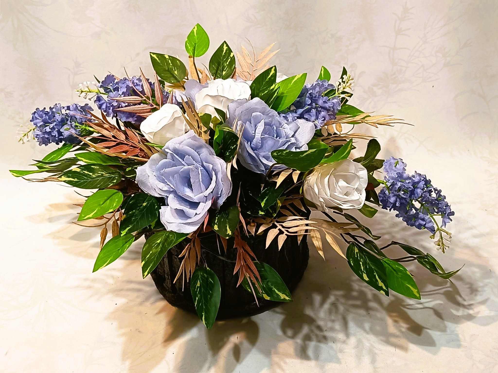 Komplet nagrobny Niebieski z Bielą / "Blue and White Gravestone Set #KNG037 7