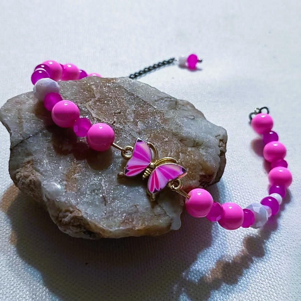 Bransoletka Różowy Motyl / Pink Butterfly Bracelet BRH#037 1
