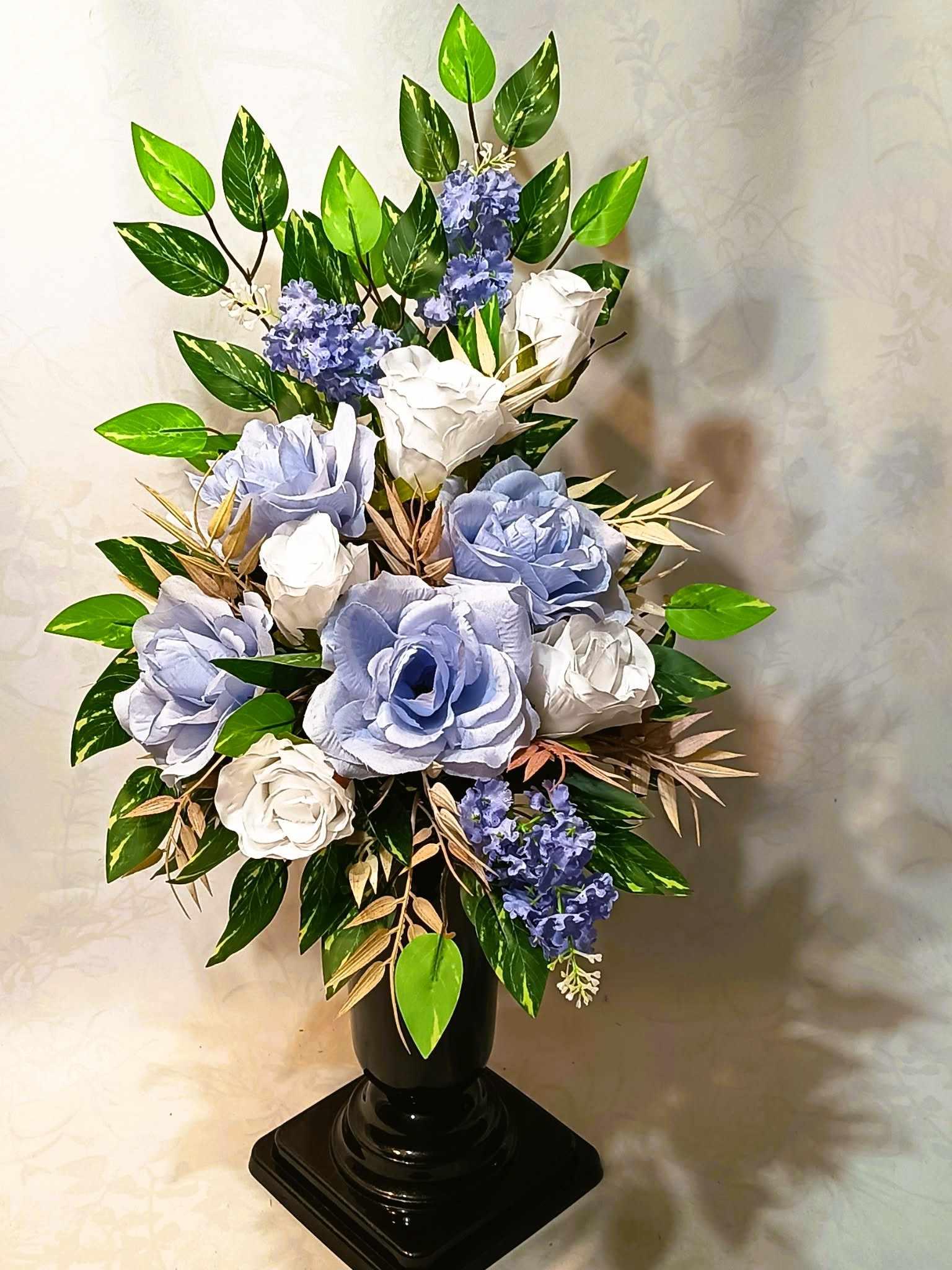 Komplet nagrobny Niebieski z Bielą / "Blue and White Gravestone Set #KNG037 6