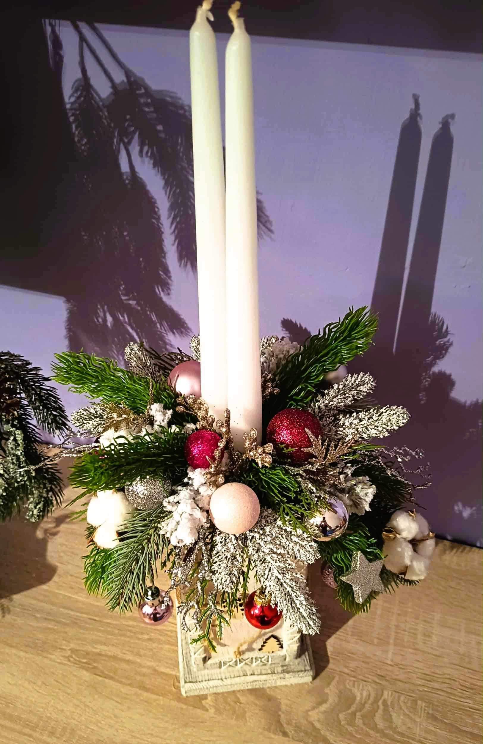 Świąteczny stroik - dwie świece. 7