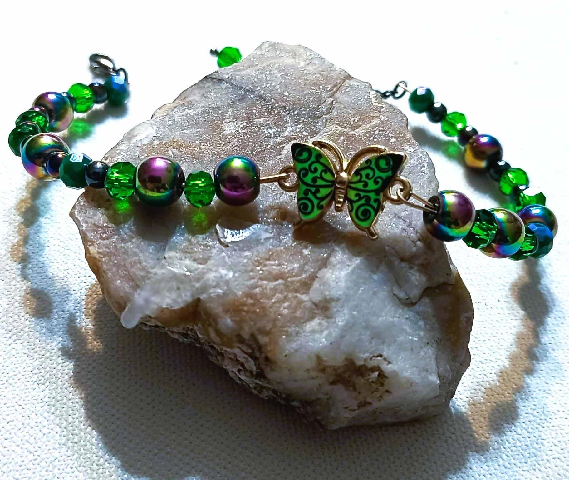  Bransoletka Zielony Motyl   /  Green Butterfly Bracelet  BRH#035