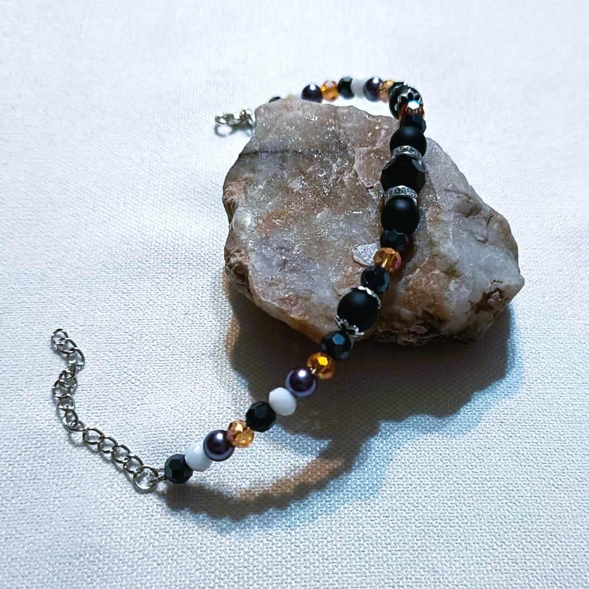  Bransoletka "🖤Bursztynowa Noc ✨" /  "🖤Amber Night ✨" Bracelet"  BRH#032