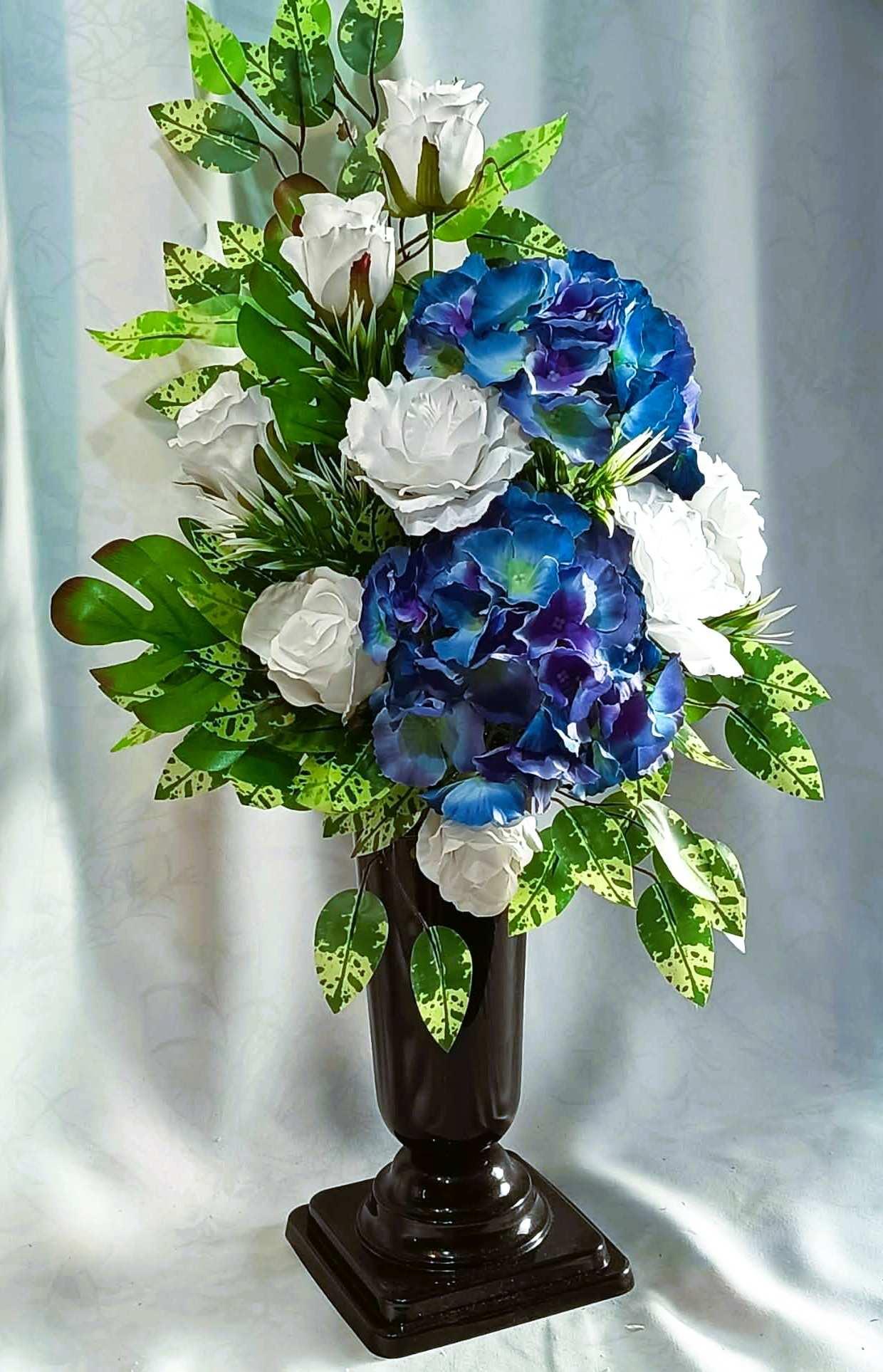 Komplet nagrobny biel i błękit / "White and Blue" Gravestone Set #KNG030 5
